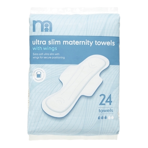 Mothercare maternity towels ultra slim with wings - 24 pcs