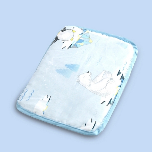 Fancy fluff arctic organic rai baby pillow blue