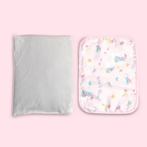 Fancy fluff unicorn organic rai baby pillow pink