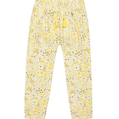 Girls Pants-Printed Yellow