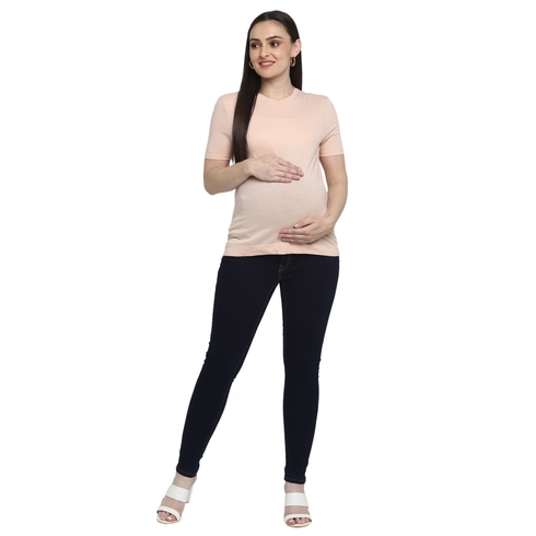 Baby Moo Soft And Comfy Ankle Length Maternity Pant Solid  Black