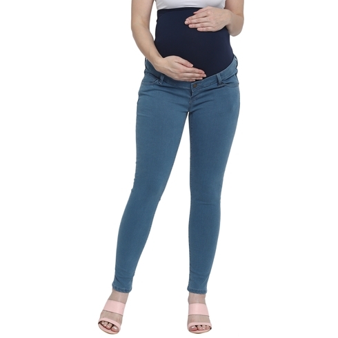 Women Maternity Jeans Light Wash - Blue