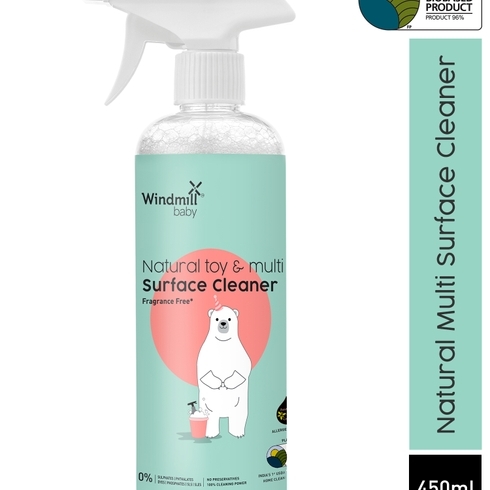 Windmill baby natural toy & multi surface cleaner spray green 450ml