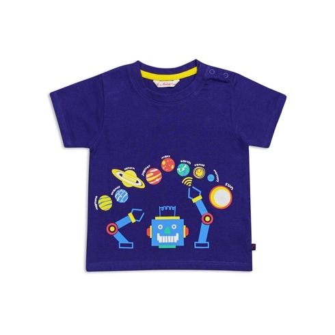H by hamleys baby boy space print t-shirt-navy pack of 1