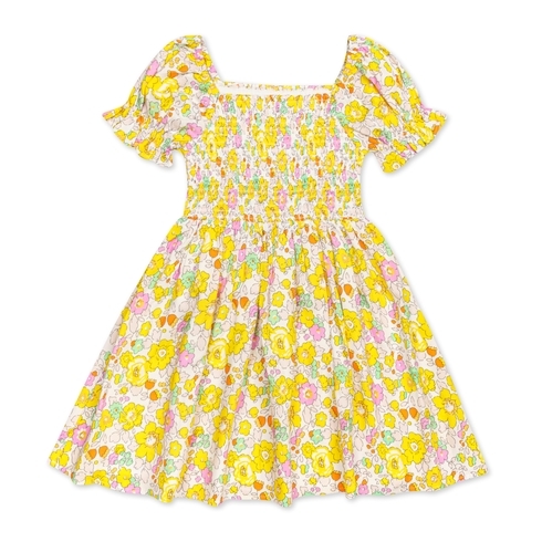 H by hamleys girls smocked dress- yellow pack of 1