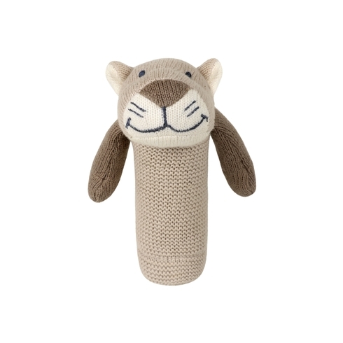 Pluchi Rattle Leo Knitted Soft Toy Natural