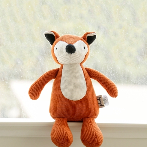 Pluchi Timid Fox Knitted Soft Toy Bright Orange