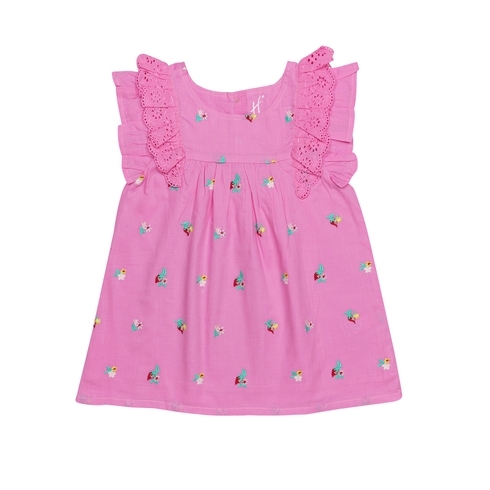 H by Hamleys Girls Short Sleeves Top Strawberry Print-Pink