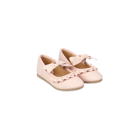 Girls Ballerinas Bow And Frill Detail - Pink