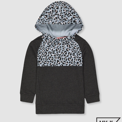 Boys Sweatshirt Leopard Print - Grey Red