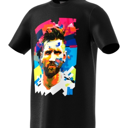 Adidas Boys Messi Football Graphic  T-Shirts-Black
