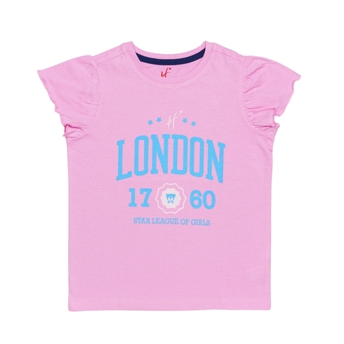 H by Hamleys Girls Short Sleeves Top Heritage Chest Print-Pink