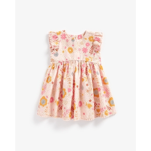Girls Sleeveless Dress Floral Design-Pink