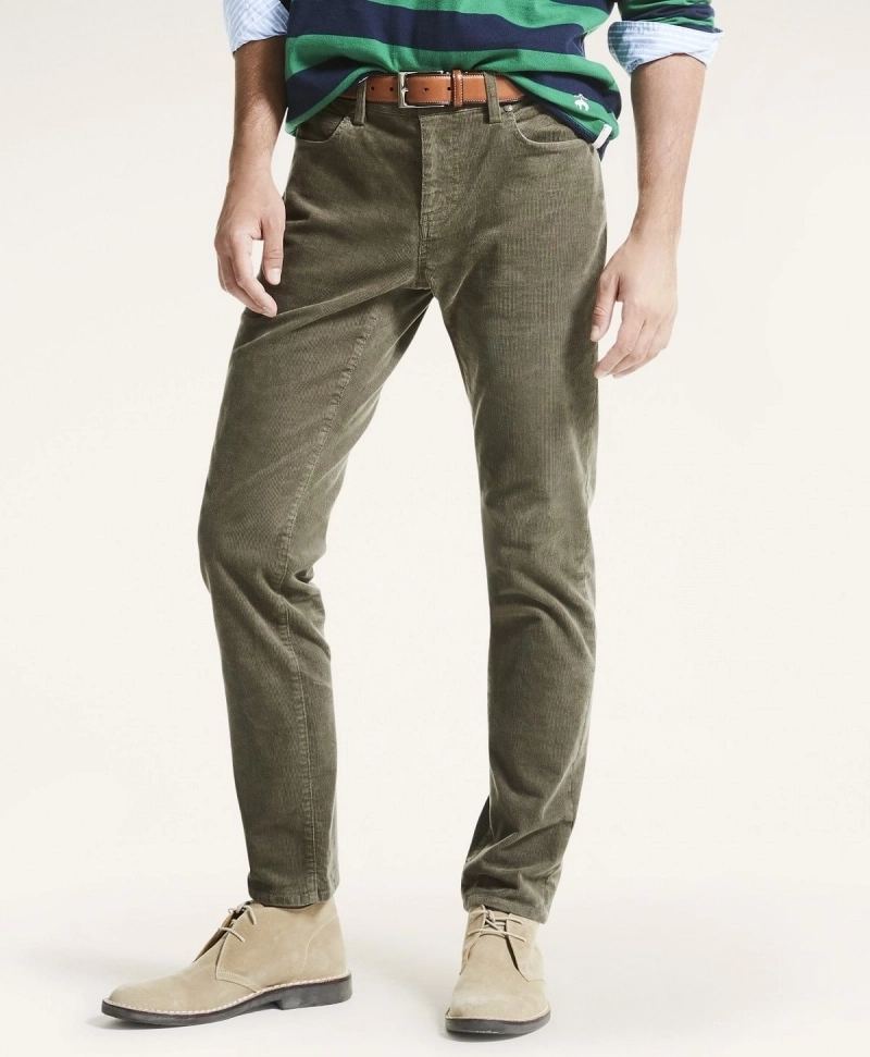 Trunk Duke Corduroy 5 Pocket Trousers Faded Olive  Trunk Clothiers