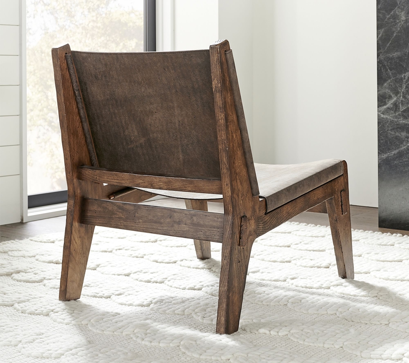 Del Ray Leather Sling Chair, Rustic Brown