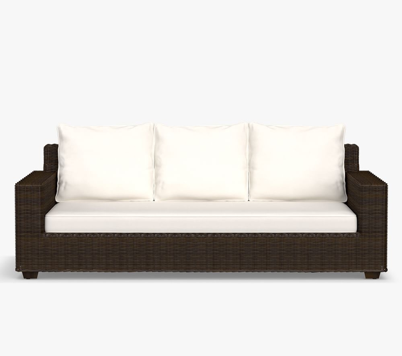 Torrey AllWeather Wicker Square Arm 86Inches Sofa Espresso