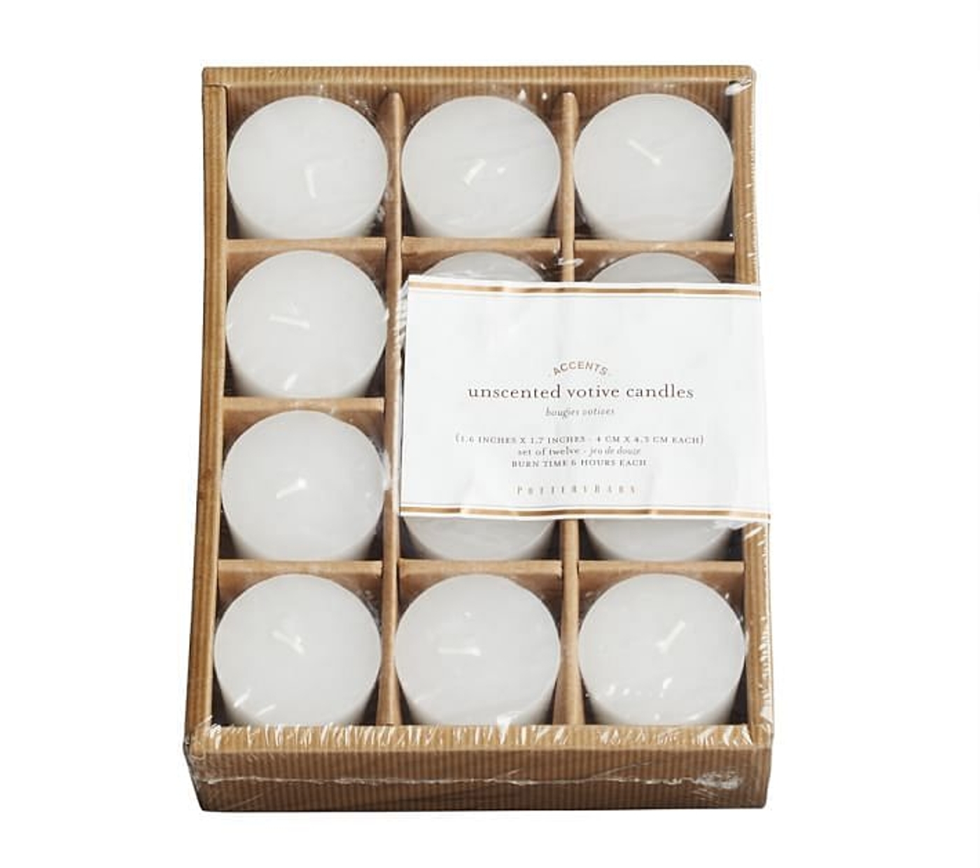 Unscented Votive Candles, Set of 12