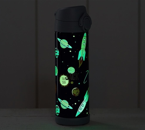 Mackenzie Water Bottle Navy Solar System Glow-in-the-Dark