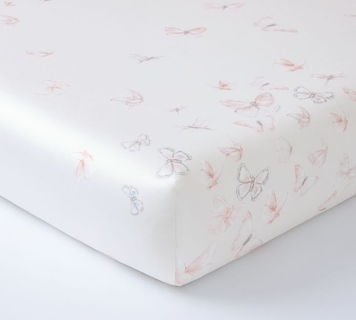 Monique Lhuillier Sateen Ethereal Butterfly Fitted Crib Sheet