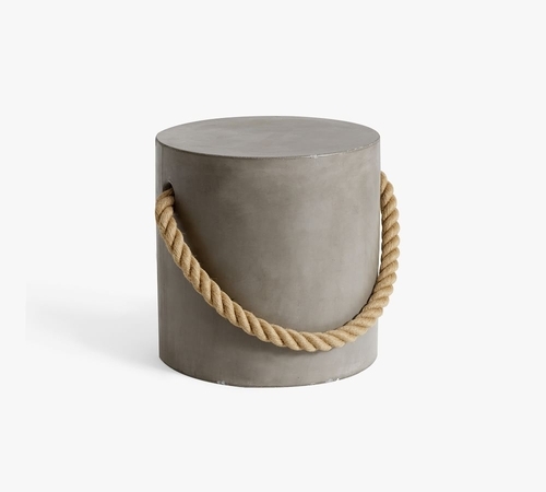 Coastal 16" Concrete & Rope Round Side Table