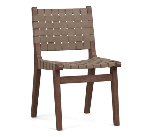 Fenton Leather Dining Side Chair, Coffee Bean Frame, Legacy Taupe