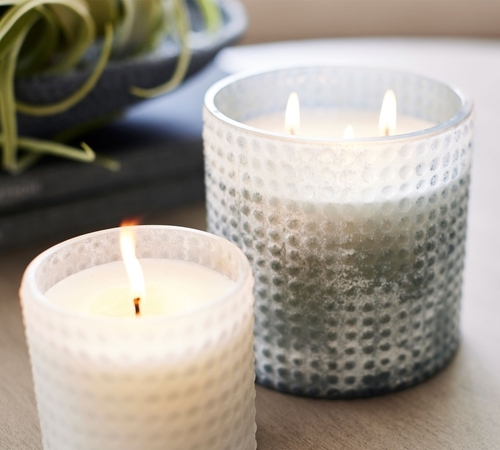 Hobnail Frosted Candle
