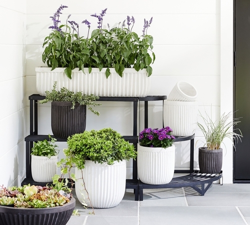 Concrete Fluted Planter, Black