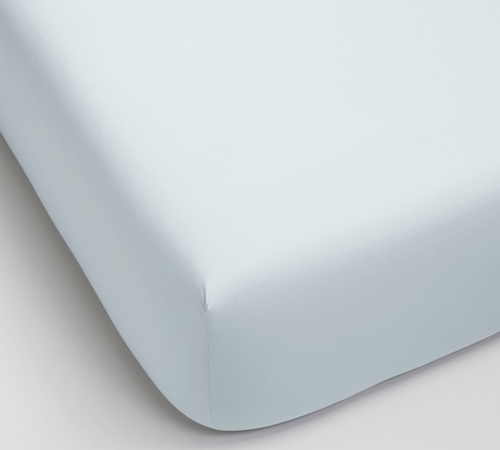 400-Thread-Count Organic Percale Fitted Sheet, Pearl Blue