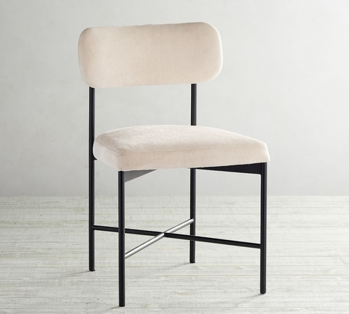 Maison Upholstered Dining Side Chair, Antique Bronze Leg, Basketweave Slub Oatmeal