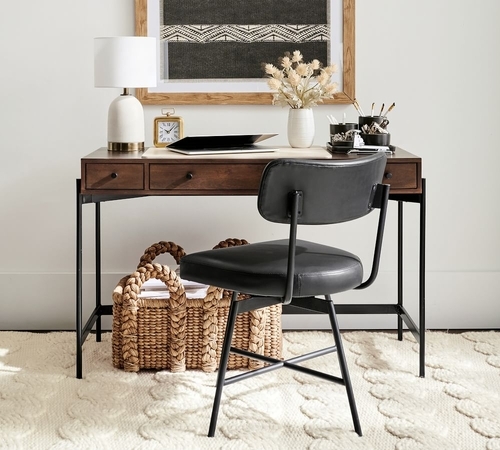 Warren 46.5" Writing Desk with Drawers, Dark Umber
