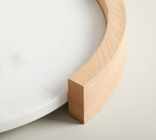 Handcrafted Ash Wood & Marble Serving Platter