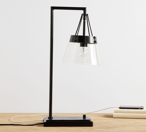 Caldwell Recycled Glass USB Table Lamp