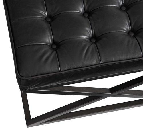 Kirkham Tufted Leather Bench