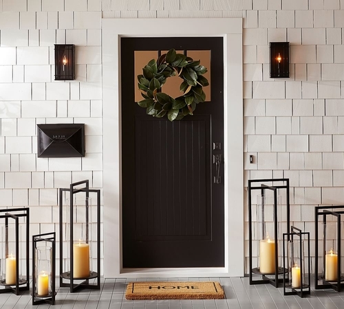 Brooks Cross Bar Steel & Glass Lanterns