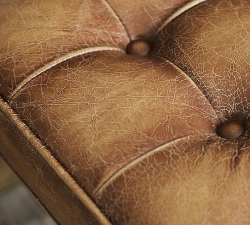 Kirkham Tufted Leather Stool