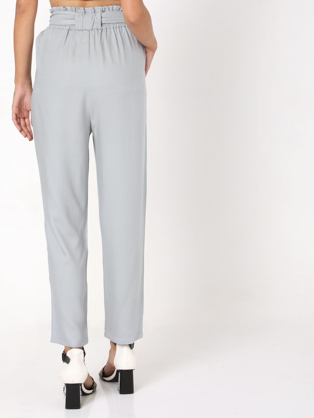Mango LowH Cropped Trousers Open Blue XS