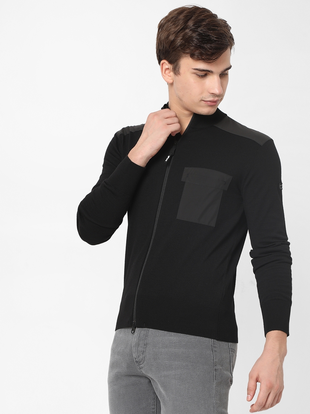 Men's Bran Zip In  Sweaters