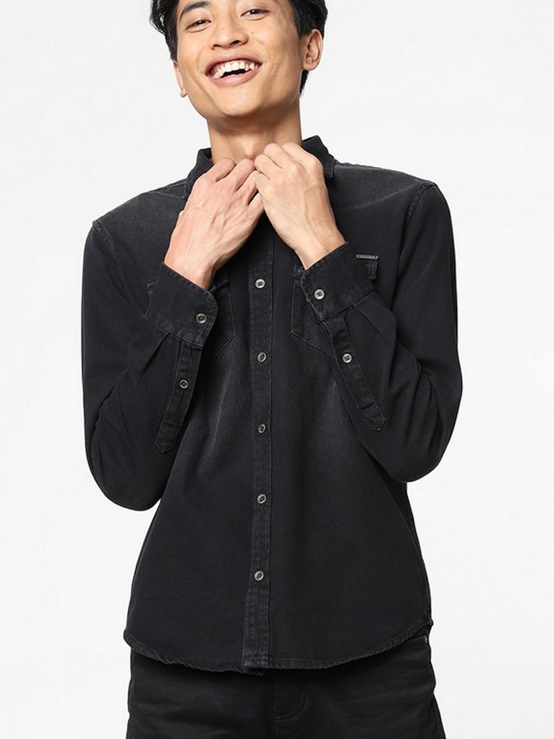 Men's Victore washed black denim shirt