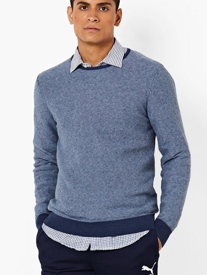 Men's Otys striped crew neck blue sweater
