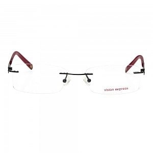 Rimless Metal Rectangle Black Medium Vision Express 48836 Eyeglasses