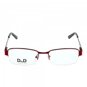 Half Rim Monel Rectangle Red Medium DbyD DYF34 Eyeglasses