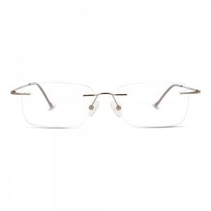 Rimless Stainless Steel Rectangle Brown Large Light Fly LFBM49 Eyeglasses