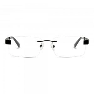 Rimless Stainless Steel Rectangle Black Large Light Fly JUAM26 Eyeglasses