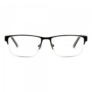 Half Rim Stainless Steel Rectangle Black Large Miki Ninn MNCM32 Eyeglasses