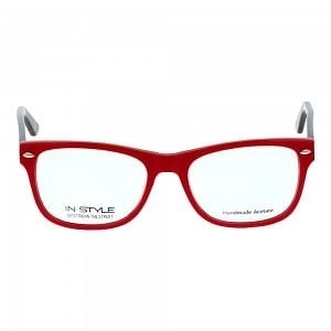 Blue Shield (Zero Power) Computer Glasses: Full Rim Rectangle Red Acetate Small ISAF00 