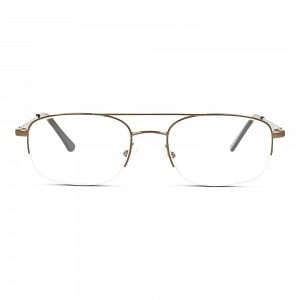 Half Rim Stainless Steel Rectangle Brown Medium DbyD DYH01 Eyeglasses