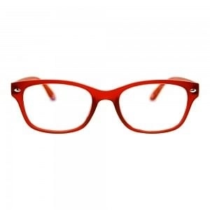 Blue Shield (+2.50 Power) Computer Glasses: Full Rim Rectangle Red Polycarbonate Women Medium HFCU08RD