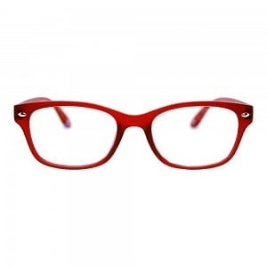 Blue Shield (+3.0 Power) Computer Glasses: Full Rim Rectangle Red Polycarbonate Women Medium HFCU08RD