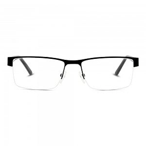 Half Rim Stainless Steel Rectangle Black Large 5th Avenue FACM34 Eyeglasses