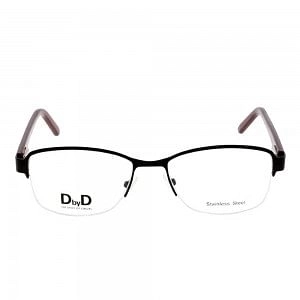 Half Rim Stainless Steel Rectangle Black Medium DbyD DBEF01 Eyeglasses